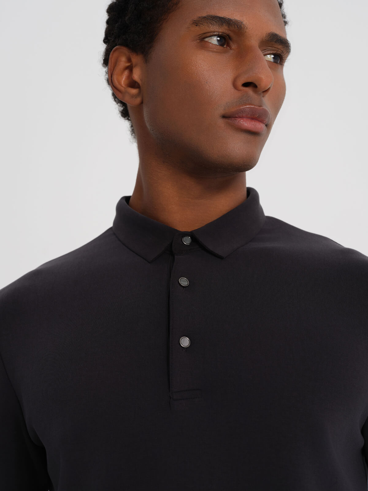 Black Bari Polo Long Sleeve