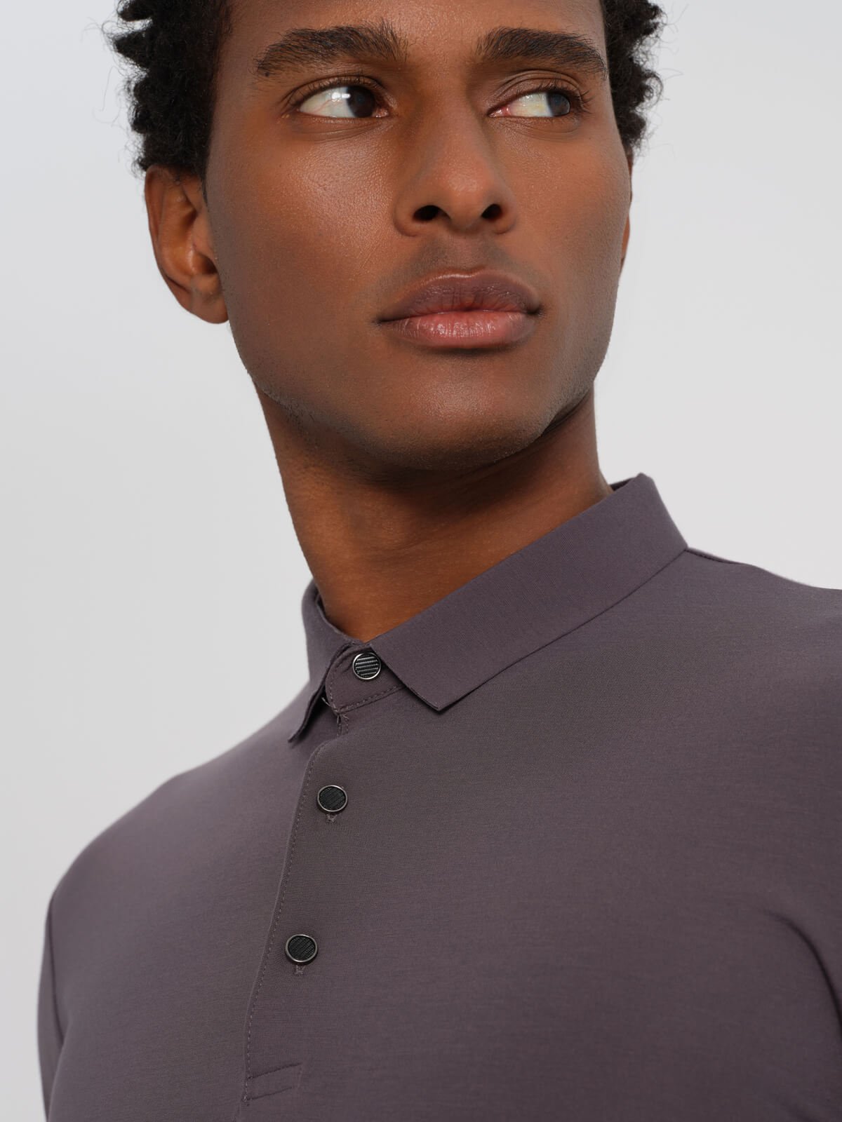 Anthracite Bamboo Polo Long Sleeve