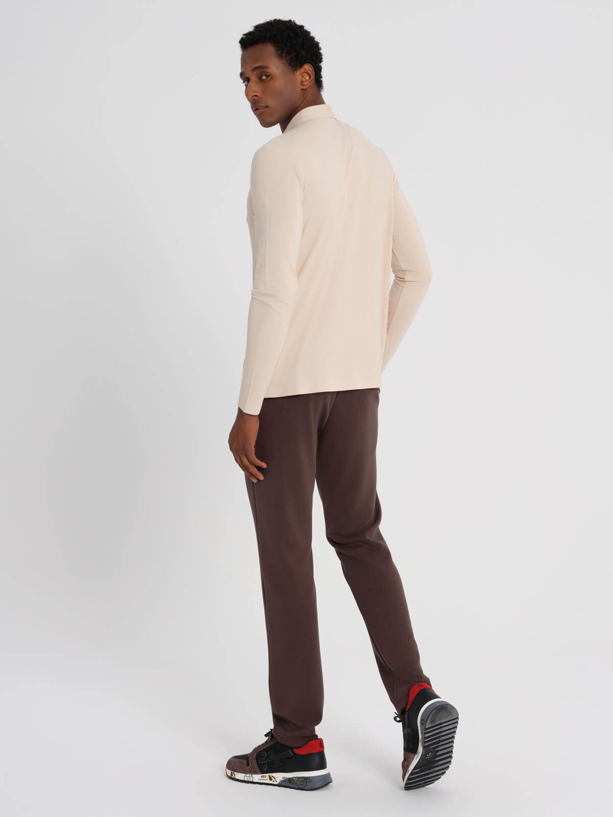 Beige Bari Polo Long Sleeve