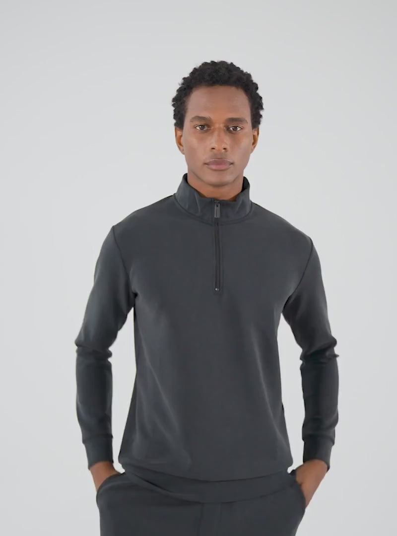 Anthracite Bamboo Jogging Top Half Zipper