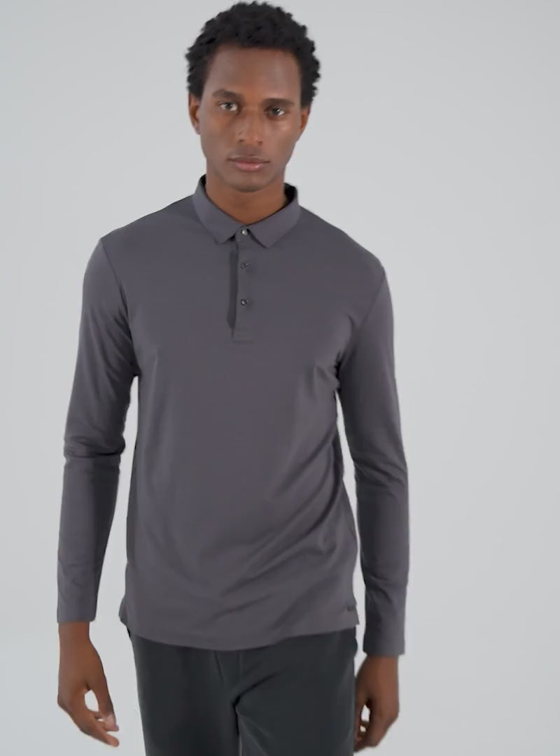 Anthracite Bamboo Polo Long Sleeve