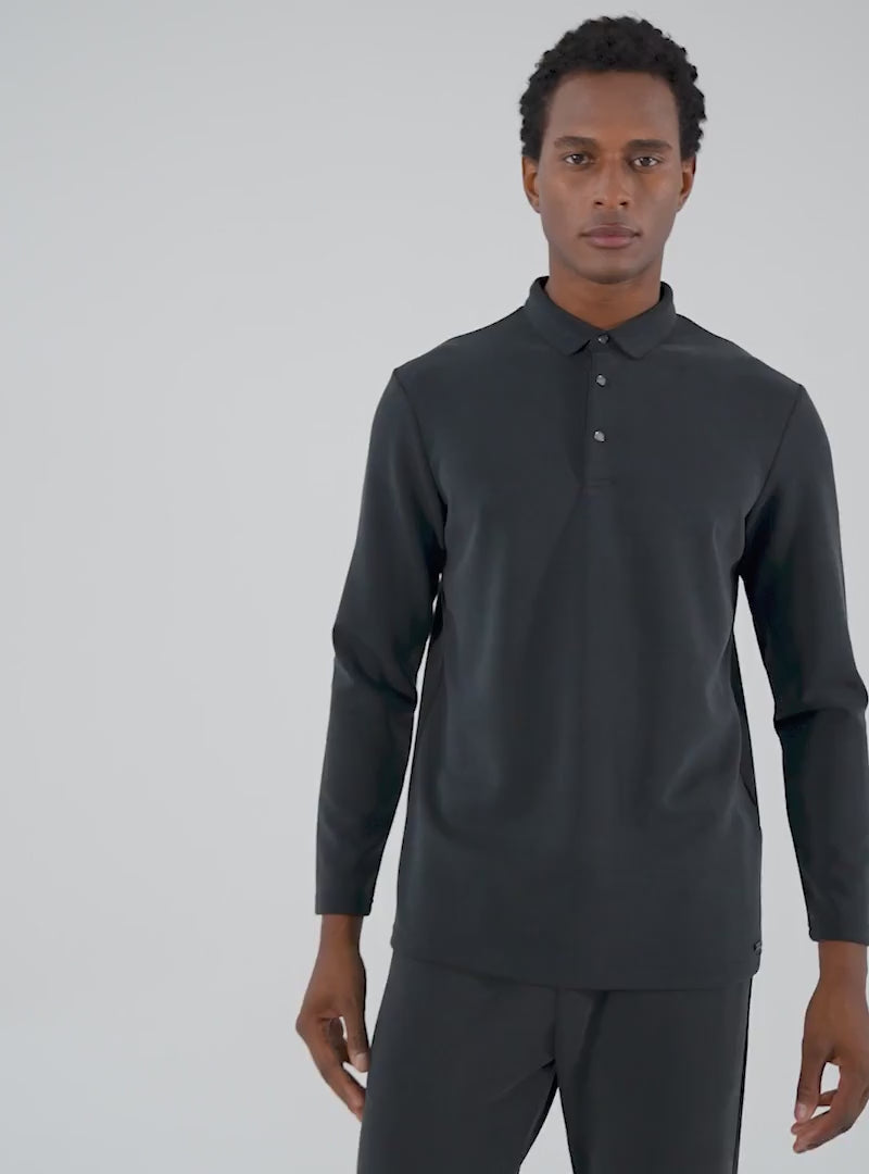 Black Bari Polo Long Sleeve